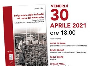 Il 30 aprile la presentazione online del libro “Emigrazione dalle Dolomiti nel corso del Novecento”