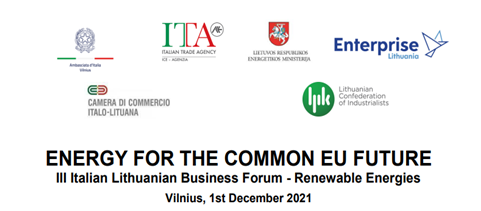 Il 1 dicembre a Vilnius, in videoconferenza il “III Forum Italo Lituano sulle Energie Rinnovabili