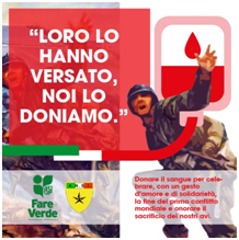 “Loro lo hanno versato, noi lo doniamo”, inizia domani la campagna per la donazione del sangue promossa da ANSI e Fare Verde