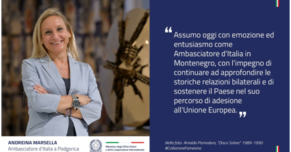 Andreina Marsella è il nuovo ambasciatore  d’Italia in Montenegro