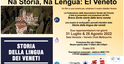 Veneti in Australia, “Na storia, Na lengua: El veneto”: il nuovo progetto di valorizzazione linguistica della Federazione della Associazioni  Venete del Victoria al Veneto Club Melbourne (31 luglio e 28 agosto)