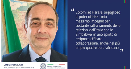 Umberto Malnati nuovo Ambasciatore d’Italia in Zimbabwe