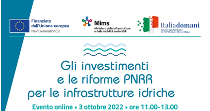 Mims, gli investimenti e le riforme Pnrr per le infrastrutture idriche: evento live il prossimo 3 ottobre con il Ministro Giovannini