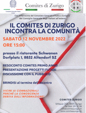 Comites Zurigo, il 12 novembre incontro con la comunità italiana