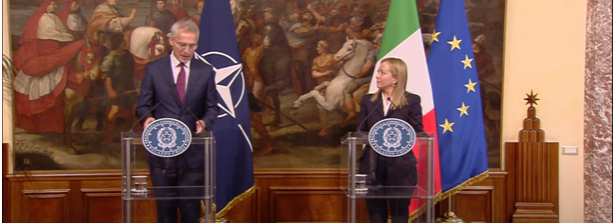 Il presidente del Consiglio Meloni incontra il segretario generale Nato Stoltenberg : “L’Alleanza è indispensabile per  sicurezza e prosperità delle nostre Nazioni”