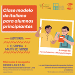 Alla Fiera Internazionale del Libro di Lima l’Istituto Italiano di Cultura presenta il 2 agosto una “Classe di italiano modello per principianti”
