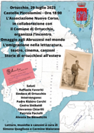 Domani a Ortucchio “Omaggio agli Abruzzesi nel Mondo. L’emigrazione nella letteratura, teatro, cinema, canzoni”
