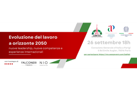 “Evoluzione del lavoro a orizzonte 2050”, il 26 settembre un evento del Consolato d’Italia a Parigi insieme a Comites e CAP