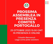 Comites Portogallo: Assemblea straordinaria il 25 ottobre (in presenza e online)