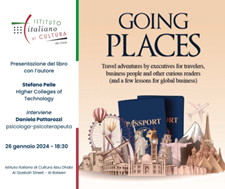 Emirati Arabi Uniti, “Going Places”: presentazione del libro di Stefano Pelle all’Istituto Italiano di Cultura di Abu Dhabi (26 gennaio)