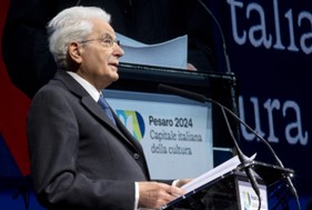 Pesaro Capitale italiana della cultura 2024, Mattarella: “La cultura è un lievito che può rigenerare la pace. E con essa i valori umani che le guerre tendono a cancellare”