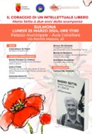 Abruzzo, “Il coraggio di un intellettuale libero”: evento a Sulmona in ricordo di Mario Setta (25 marzo)
