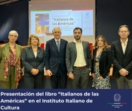 Cile,  presentato all’Istituto Italiano di Cultura di Santiago il libro “Gli italiani delle Americhe”. Il Direttore Generale degli Italiani all’Estero Vignali ha illustrato il programma “Turismo delle Radici”