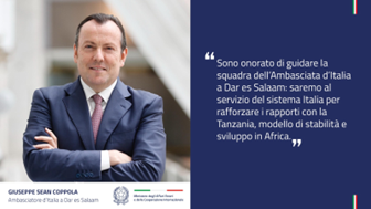 Giuseppe Sean Coppola è il nuovo Ambasciatore d’Italia in Tanzania