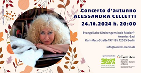 Comites di Berlino, il 24 ottobre concerto d’autunno con Alessandra Celletti