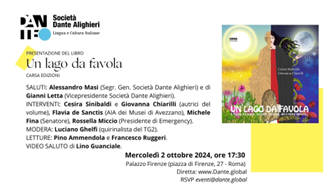 “Un lago da favola”: presentazione alla Società Dante Alighieri del libro di Cesira Sinibaldi e Giovanna Chiarilli (2 ottobre)