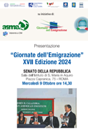 Il 9 ottobre al Senato la XVII edizione delle Giornate dell’Emigrazione promosse dall’Asmef