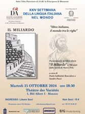 XXIV Settimana della Lingua Italiana nel Mondo : eventi nel Principato di Monaco il 15 e il 16 ottobre 2024 organizzati dalla Società Dante Alighieri