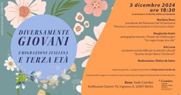 Germania, “Diversamente giovani. Emigrazione italiana e terza età”: incontro il 3 dicembre organizzato dal Comites di Berlino