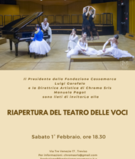 Veneto, Fondazione Cassamarca di Treviso: il 1° febbraio riapre il Teatro delle Voci
