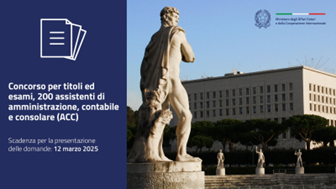 Concorso per 200 Assistenti di amministrazione, contabile e consolare