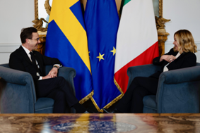 Il Presidente del Consiglio Meloni incontra a Palazzo Chigi il Primo Ministro svedese Kristersson
