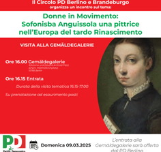 Germania, “Il ruolo delle donne nell’arte e nella politica. Cosa è cambiato nel corso dei secoli?”: Iniziativa promossa dal Circolo Pd Berlino e Brandeburgo in occasione della Giornata internazionale della donna