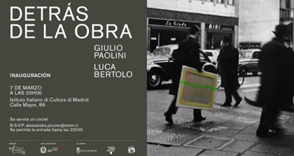 Inaugurata all’Istituto Italiano di Cultura di Madrid la mostra a cura di Elena Volpato “Dietro l’opera. Giulio Paolini e Luca Bertolo”