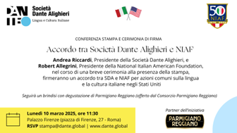Lingua e cultura italiane negli Stati Uniti: il 10 marzo la firma dell’accordo tra Società Dante Alighieri e NIAF