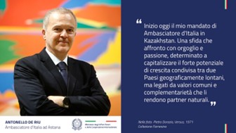 Antonello De Riu è il nuovo Ambasciatore d’Italia in Kazakistan