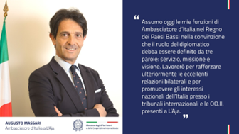 Augusto Massari è il nuovo Ambasciatore nei Paesi Bassi