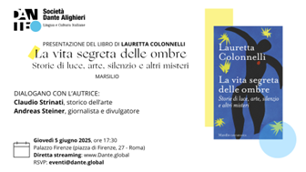 “La vita segreta delle ombre”: presentazione del libro di Lauretta Colonnelli presso la Società Dante Alighieri (5 giugno)