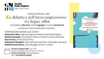 Società Dante Alighieri, il 12 giugno a Palazzo Firenze la presentazione del libro “La didattica dell’intercomprensione tra lingue affini. Ricerca, contesti e proposte operative”