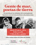 Argentina, “Gente de mar, poetas de tierra” : le canzoni genovesi con Elena Buttiero e Ferdinando Molteni al  Teatro Comedia di Córdoba