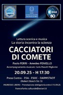 Cacciatori di comete: la storia incontra la scienza. Il 20 settembre Lettura scenica e musica al Press Centre di ESA a Darmstadt
