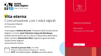 “Vita eterna. Conversazioni con i miei nipoti”: la Società Dante Alighieri presenta l’ultimo libro di Giovanni Bazoli (22 gennaio)