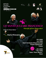 Albania, Mario Pirovano a Tirana e Valona con “Lu Santo Jullare Francesco” di Dario Fo e Franca Rame