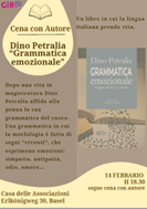 Svizzera, Cena con Autore: Dino Petralia a Basilea con “Grammatica emozionale. Viaggio dentro le parole”. Serata il 14  febbraio alla Casa delle Associazioni organizzata da GIR- Giovani in Rete
