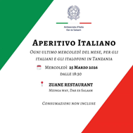 Ambasciata in Tanzania:  Aperitivo Italiano a Dar es Salaam