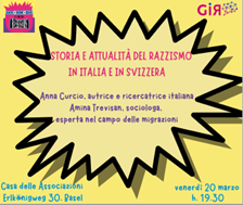 GIR: alla Casa delle Associazioni di Basilea l’incontro “Storia e attualità del razzismo in Italia e in Svizzera” (20 marzo)