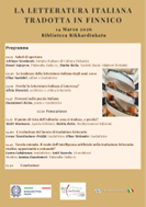 La letteratura italiana tradotta in finnico: seminario  a Helsinki, nella Biblioteca di Rikhardinkatu (14 marzo)