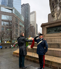 Ministro Giuli a New York, deposta una corona al monumento di Cristoforo Colombo