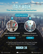 Stati Uniti, Istituto Italiano di Cultura di New York:  “Italy Walk”, il cuore italiano di Manhattan (24 marzo)