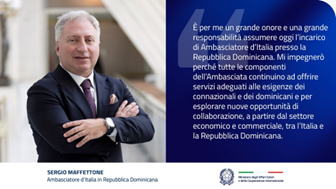 Sergio Maffettone è il nuovo Ambasciatore d’Italia in Repubblica Dominicana