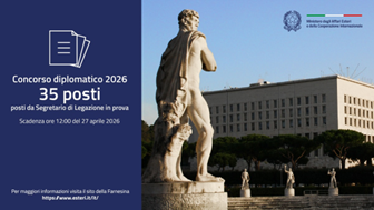 Concorso diplomatico 2026: 35 posti per Segretario di Legazione in prova