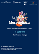 Domani sarà presentato a Roma il programma della seconda edizione di “La Musica è una cosa meravigliosa”, stagione concerti 2026