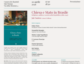 Fabio Porta (Pd) presenta il 20 aprile alla Camera il libro “Chiesa e Stato in Brasile” di Jair Santos
