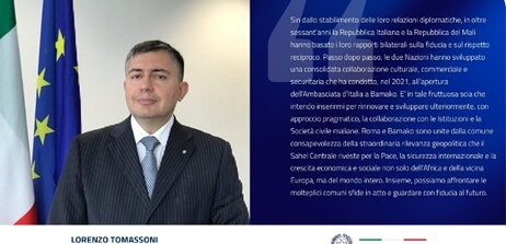 Lorenzo Tomassoni è il nuovo Ambasciatore d’Italia in Mali