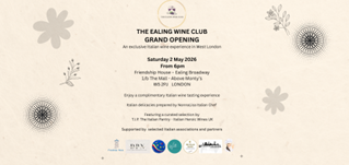 Regno Unito, Circolo MIE: debutta a Londra The Ealing Wine Club, il vino italiano nel cuore culturale di Ealing Broadway