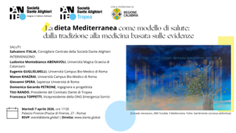 Società Dante Alighieri: conferenza “La dieta Mediterranea come modello di salute: dalla tradizione alla medicina basata sulle evidenze” (7 aprile)